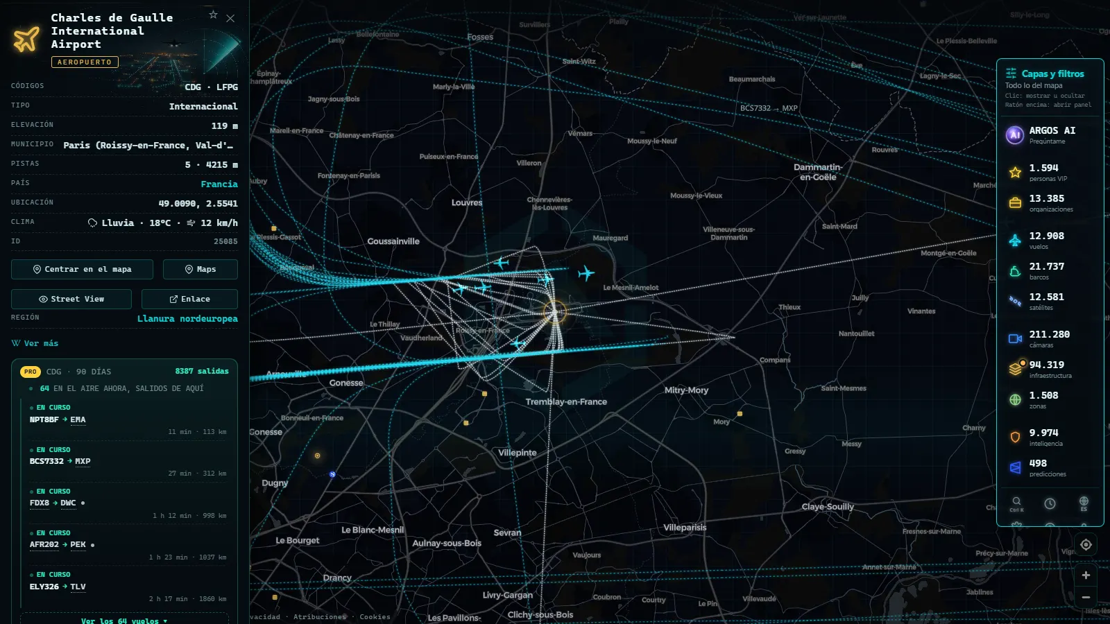 Ficha de Charles de Gaulle International Airport (Aeropuerto) en el mapa de ARGOS ATLAS