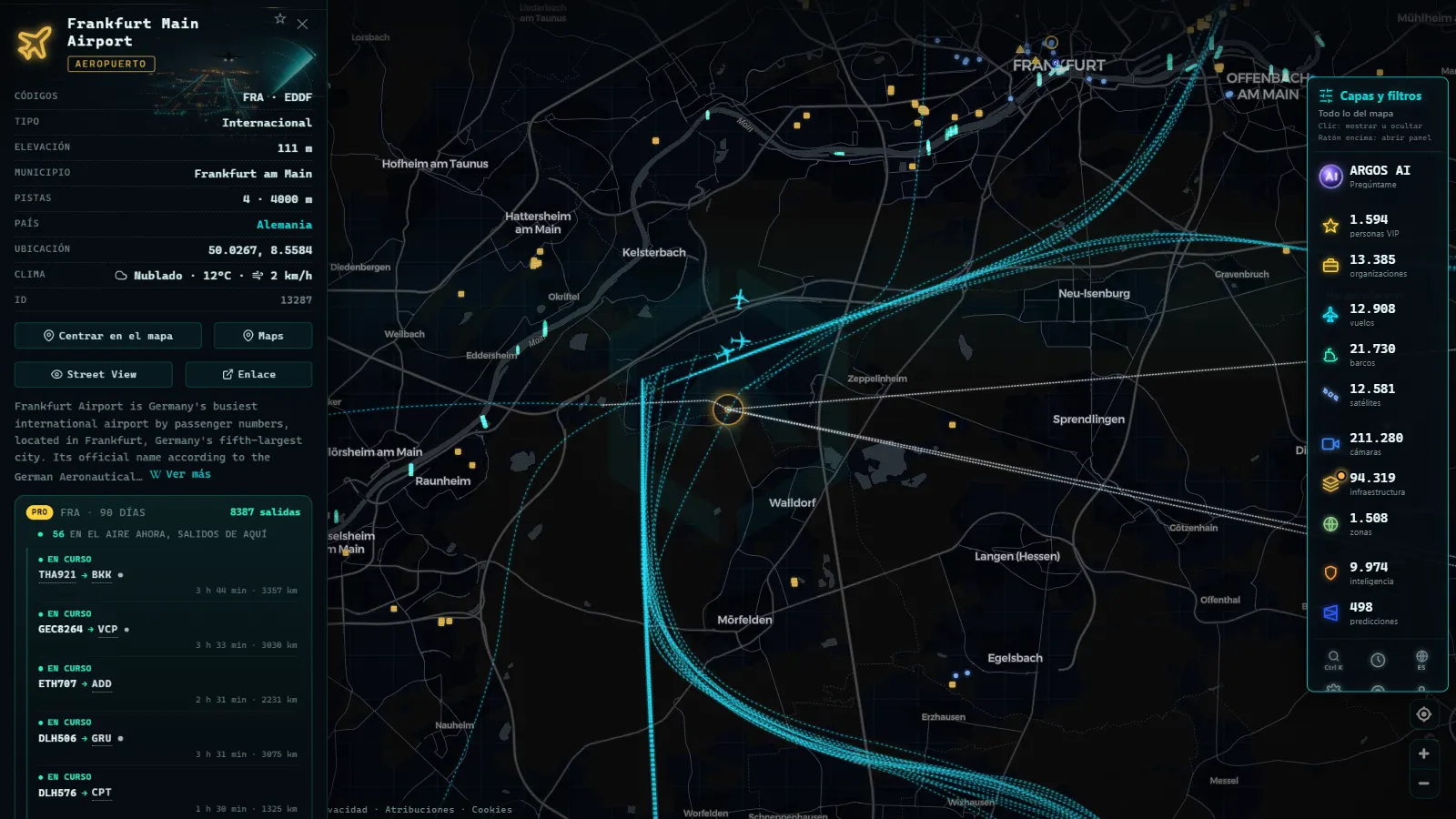 Ficha de Frankfurt Main Airport (Aeropuerto) en el mapa de ARGOS ATLAS
