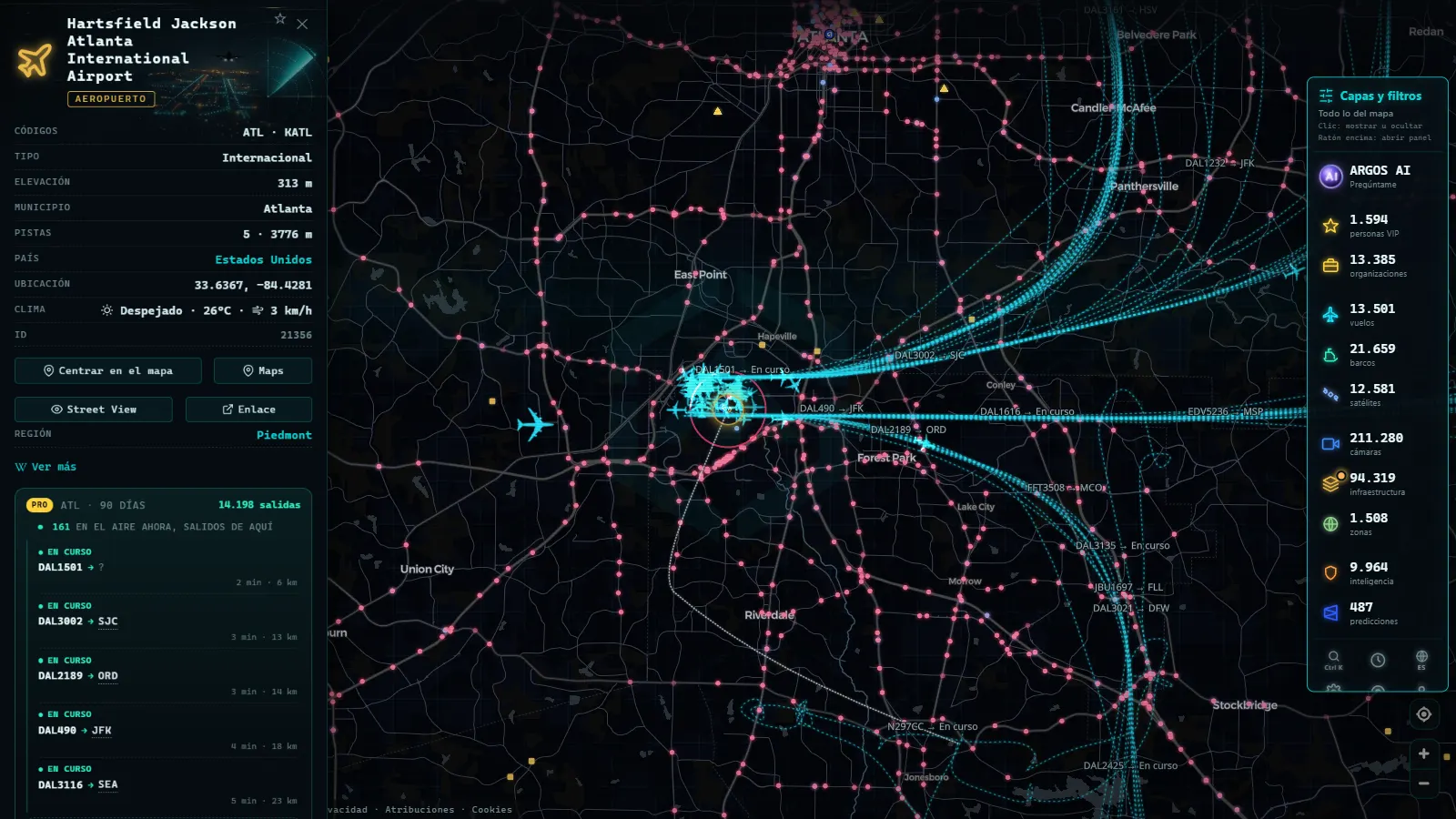 Ficha de Hartsfield Jackson Atlanta International Airport (Aeropuerto) en el mapa de ARGOS ATLAS