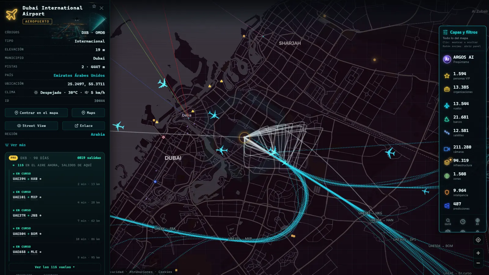 Ficha de Dubai International Airport (Aeropuerto) en el mapa de ARGOS ATLAS