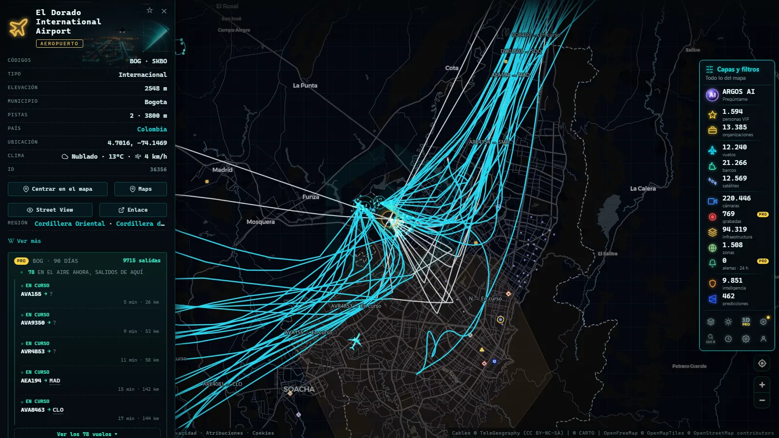 Ficha de El Dorado International Airport (Aeropuerto) en el mapa de ARGOS ATLAS