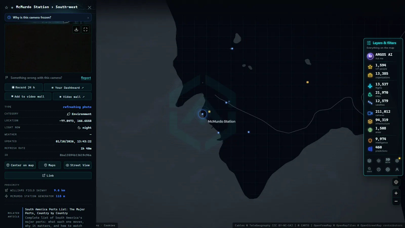 Detail card of McMurdo Station › South-west (Environmental) on the ARGOS ATLAS map