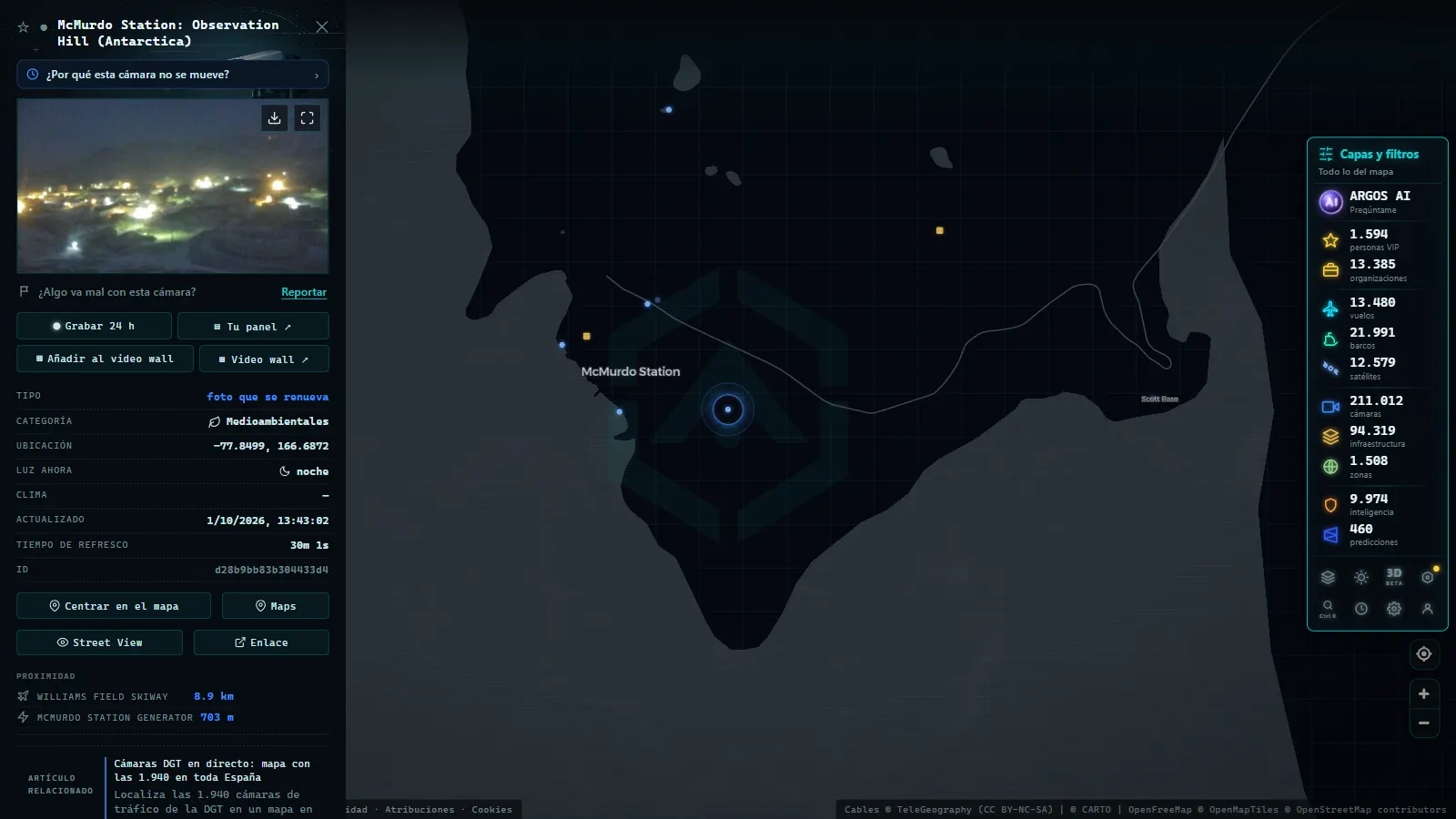 Ficha de McMurdo Station: Observation Hill (Antarctica) (Medioambiental) en el mapa de ARGOS ATLAS