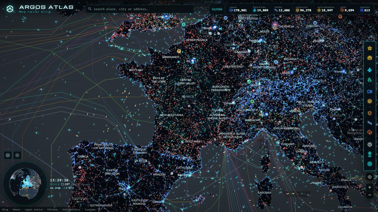 The ARGOS ATLAS live map over France