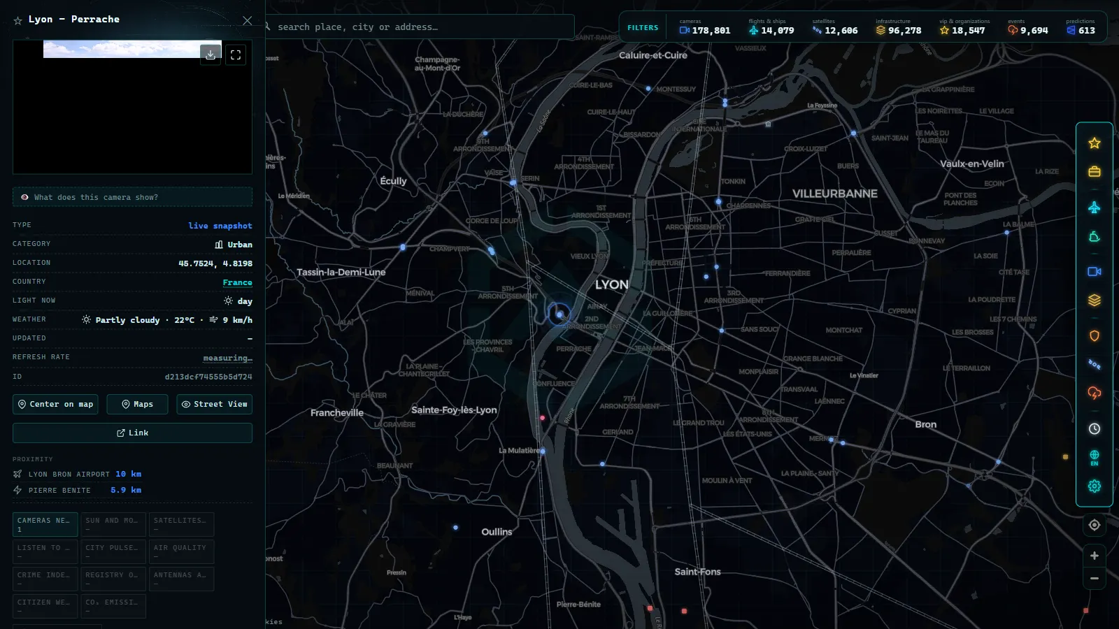 Detail card of Lyon - Perrache (Urban) on the ARGOS ATLAS map