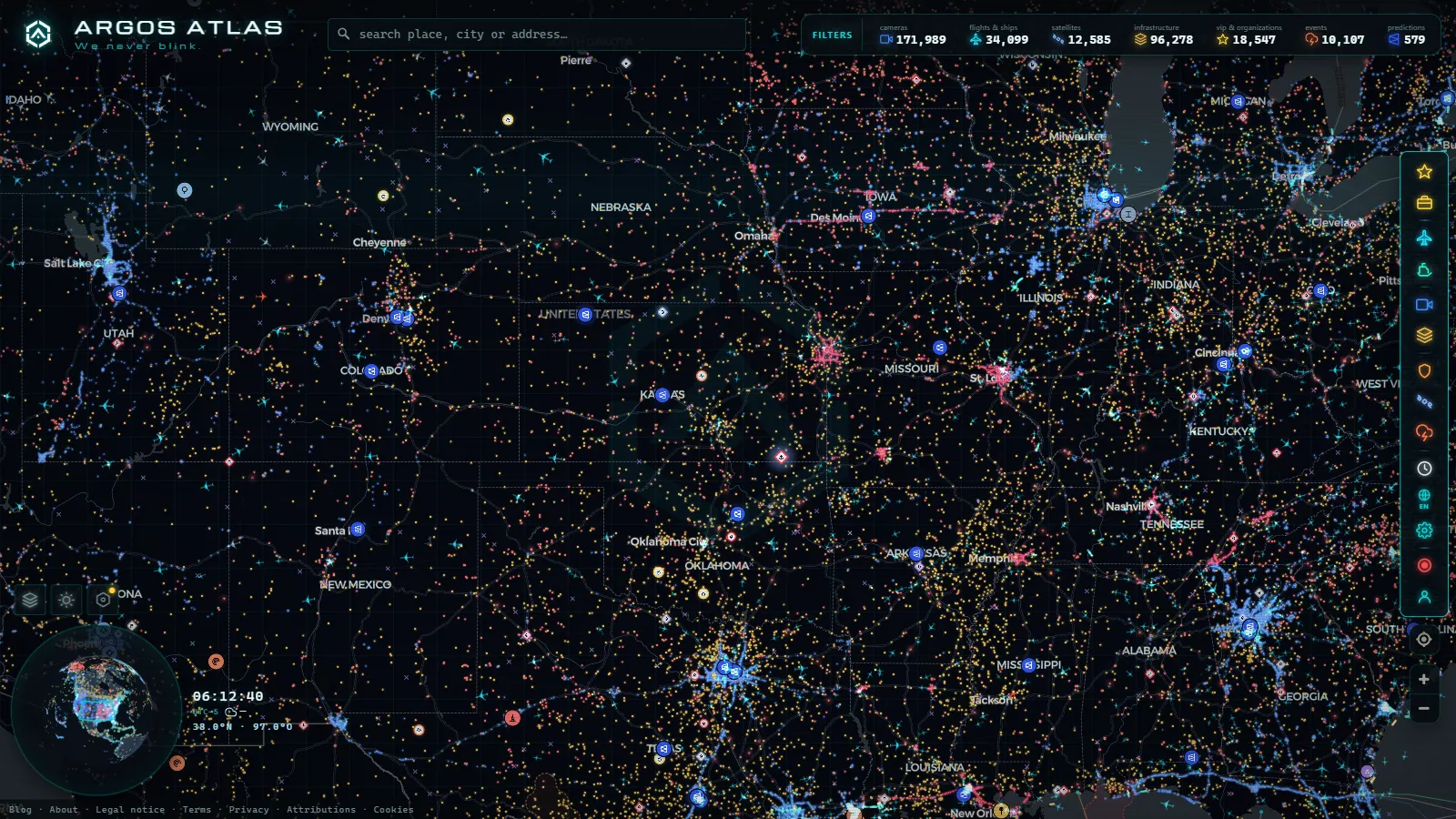The ARGOS ATLAS live map over United States