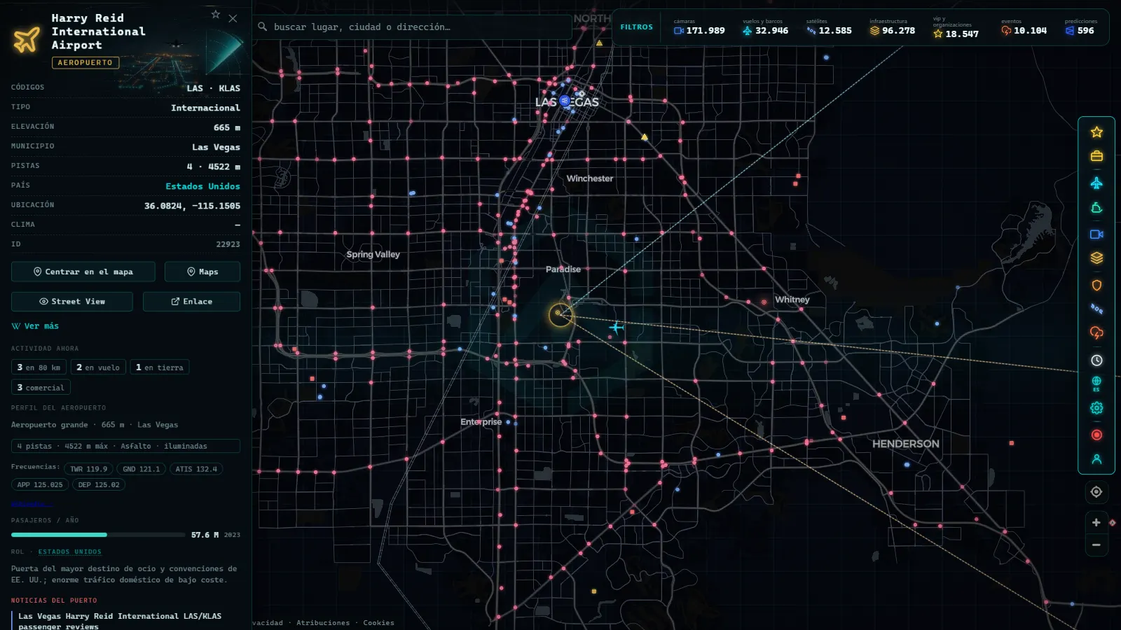 Ficha de Harry Reid International Airport (Aeropuerto) en el mapa de ARGOS ATLAS