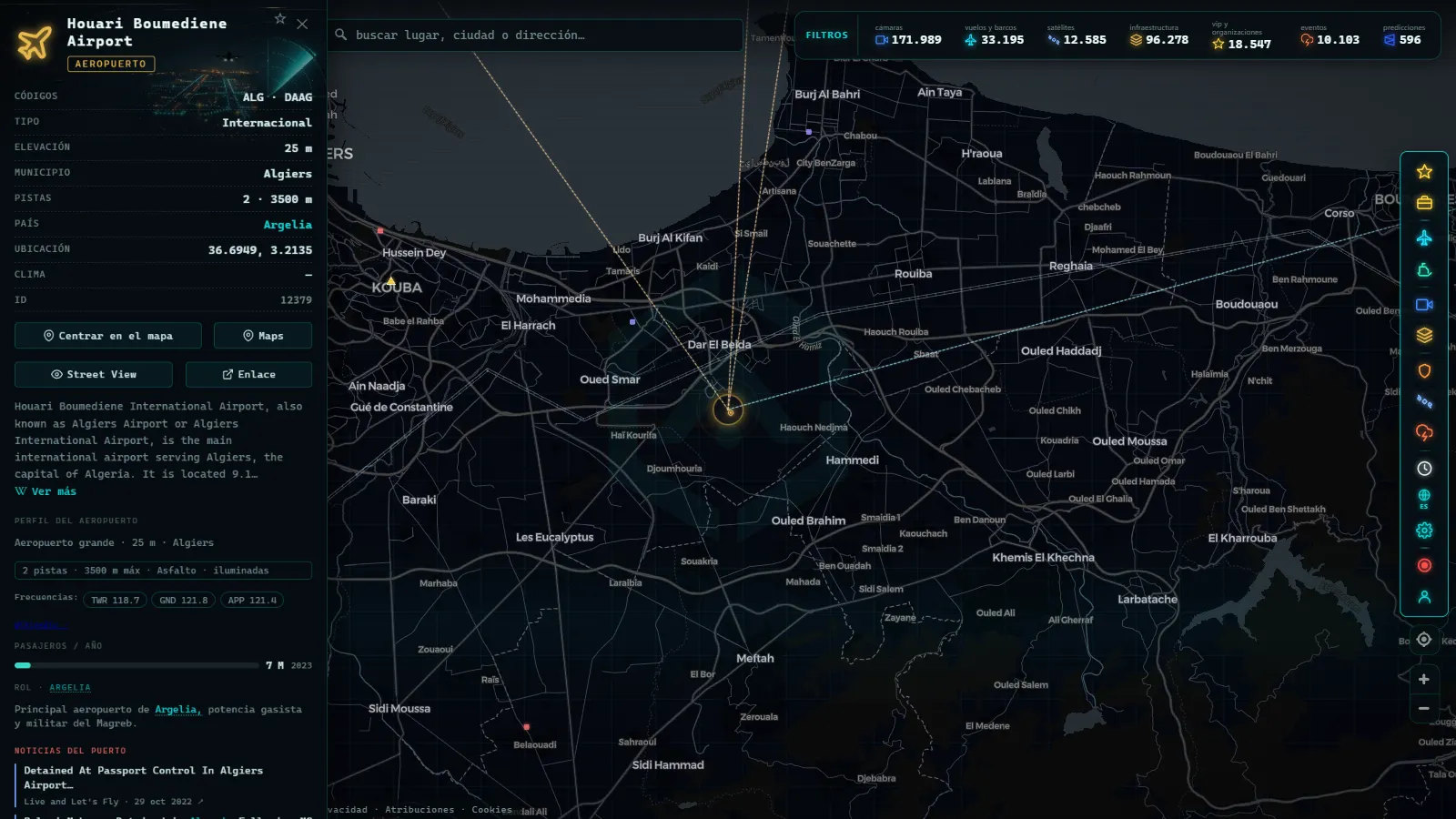 Ficha de Houari Boumediene Airport (Aeropuerto) en el mapa de ARGOS ATLAS