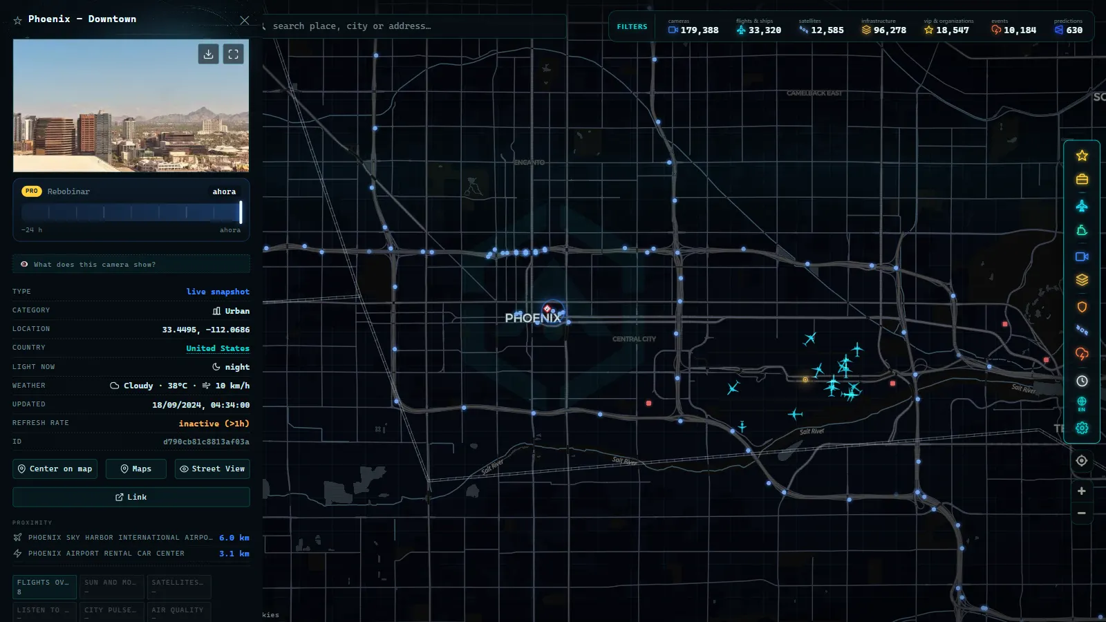 Detail card of Phoenix - Downtown (Urban) on the ARGOS ATLAS map