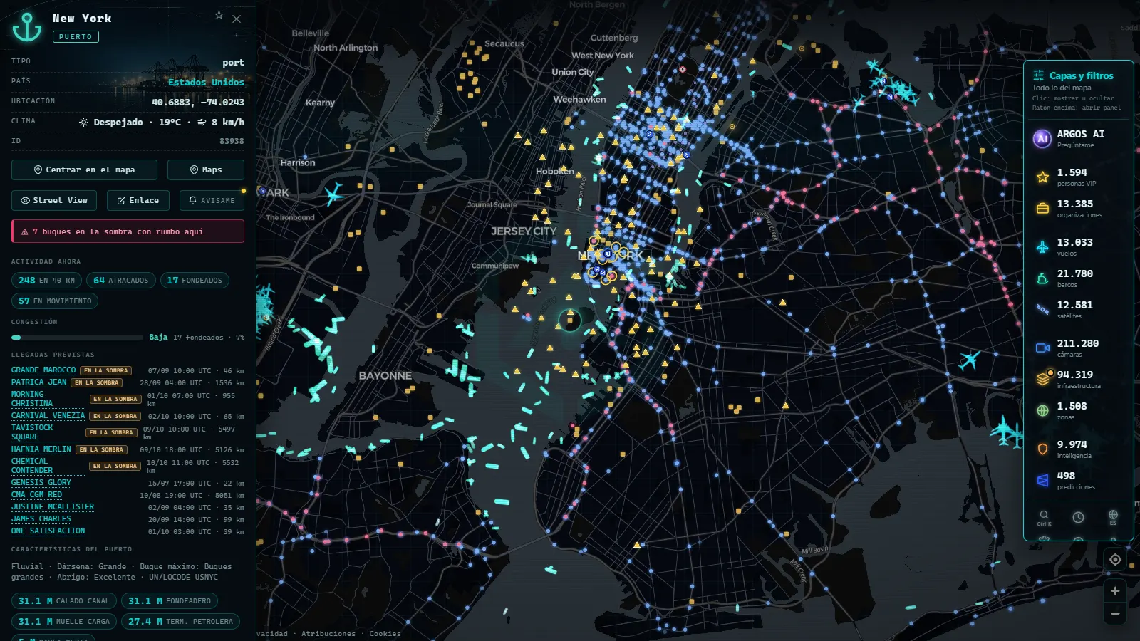 Ficha de New York (Puerto) en el mapa de ARGOS ATLAS