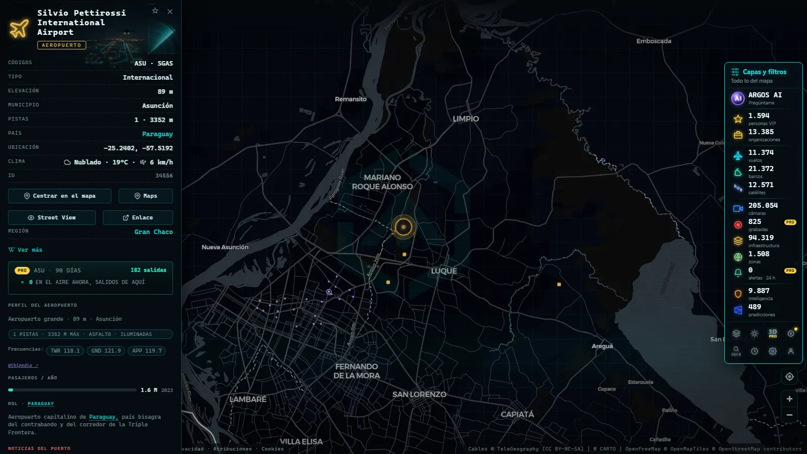 Ficha de Silvio Pettirossi International Airport (Aeropuerto) en el mapa de ARGOS ATLAS
