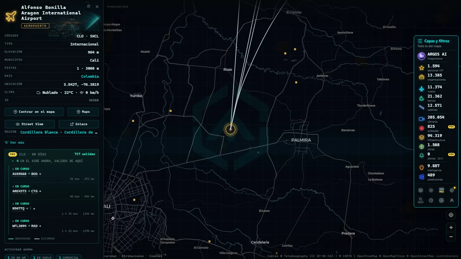 Ficha de Alfonso Bonilla Aragon International Airport (Aeropuerto) en el mapa de ARGOS ATLAS