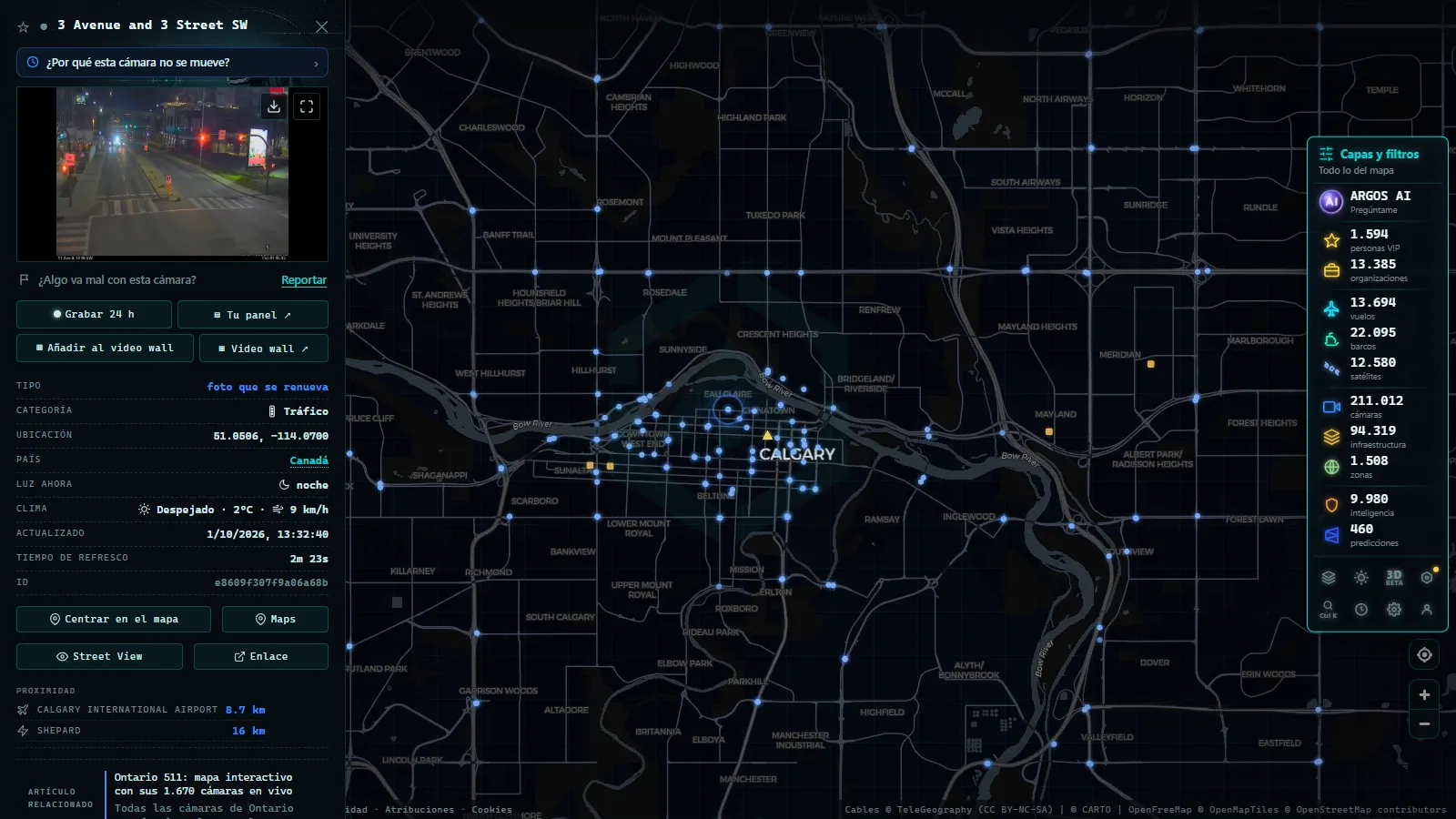 Ficha de 3 Avenue and 3 Street SW (Tráfico) en el mapa de ARGOS ATLAS