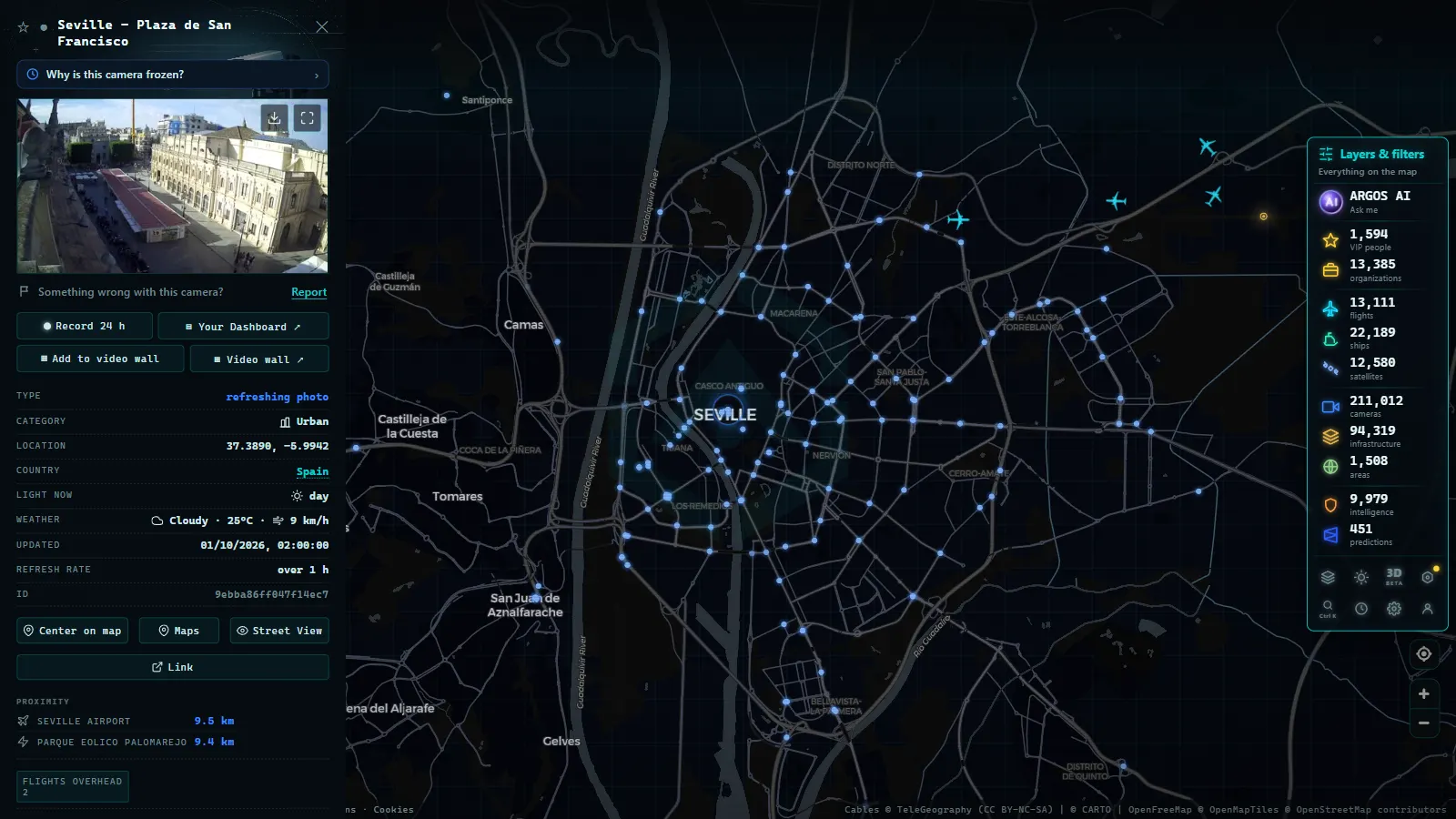 Detail card of Seville - Plaza de San Francisco (Urban) on the ARGOS ATLAS map