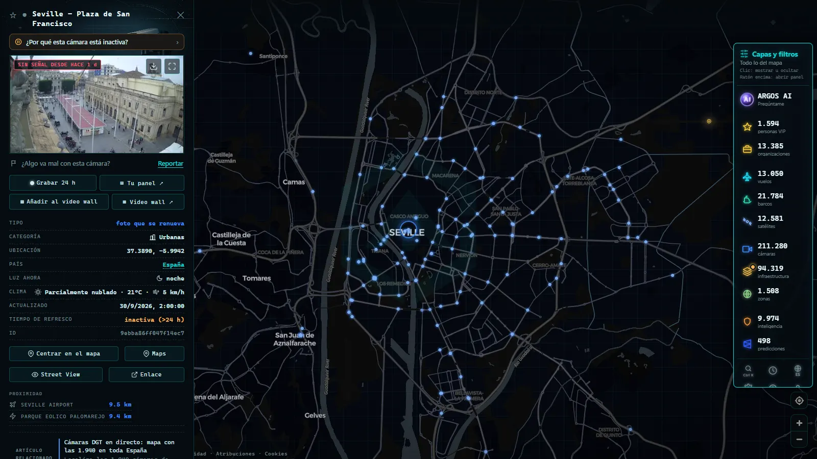 Ficha de Seville - Plaza de San Francisco (Urbana) en el mapa de ARGOS ATLAS