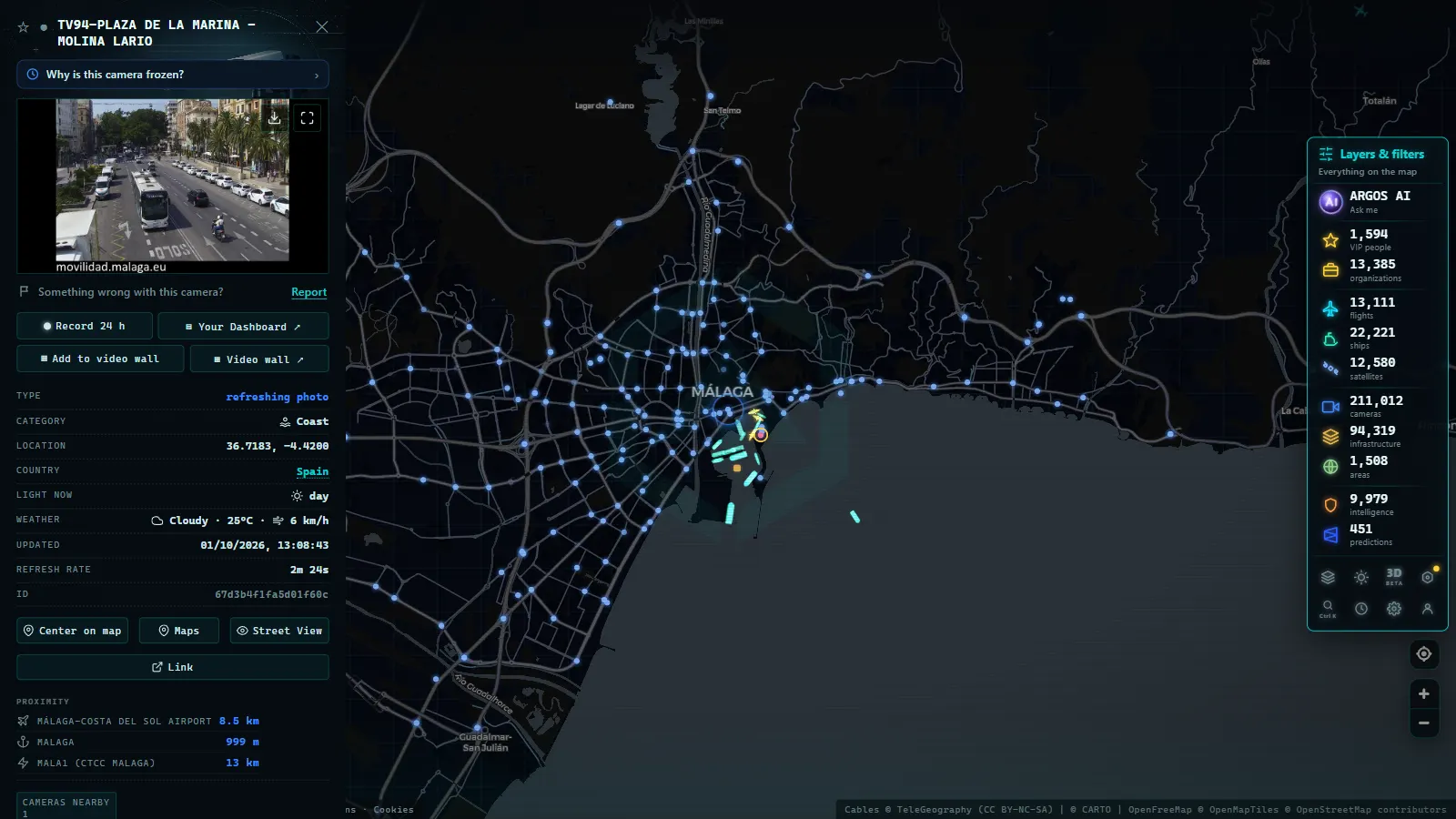 Detail card of TV94-PLAZA DE LA MARINA - MOLINA LARIO (Coastal) on the ARGOS ATLAS map