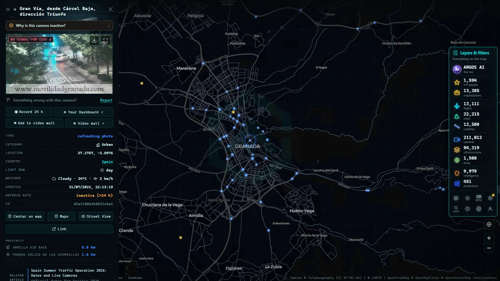 Detail card of Gran Vía, desde Cárcel Baja, dirección Triunfo (Urban) on the ARGOS ATLAS map