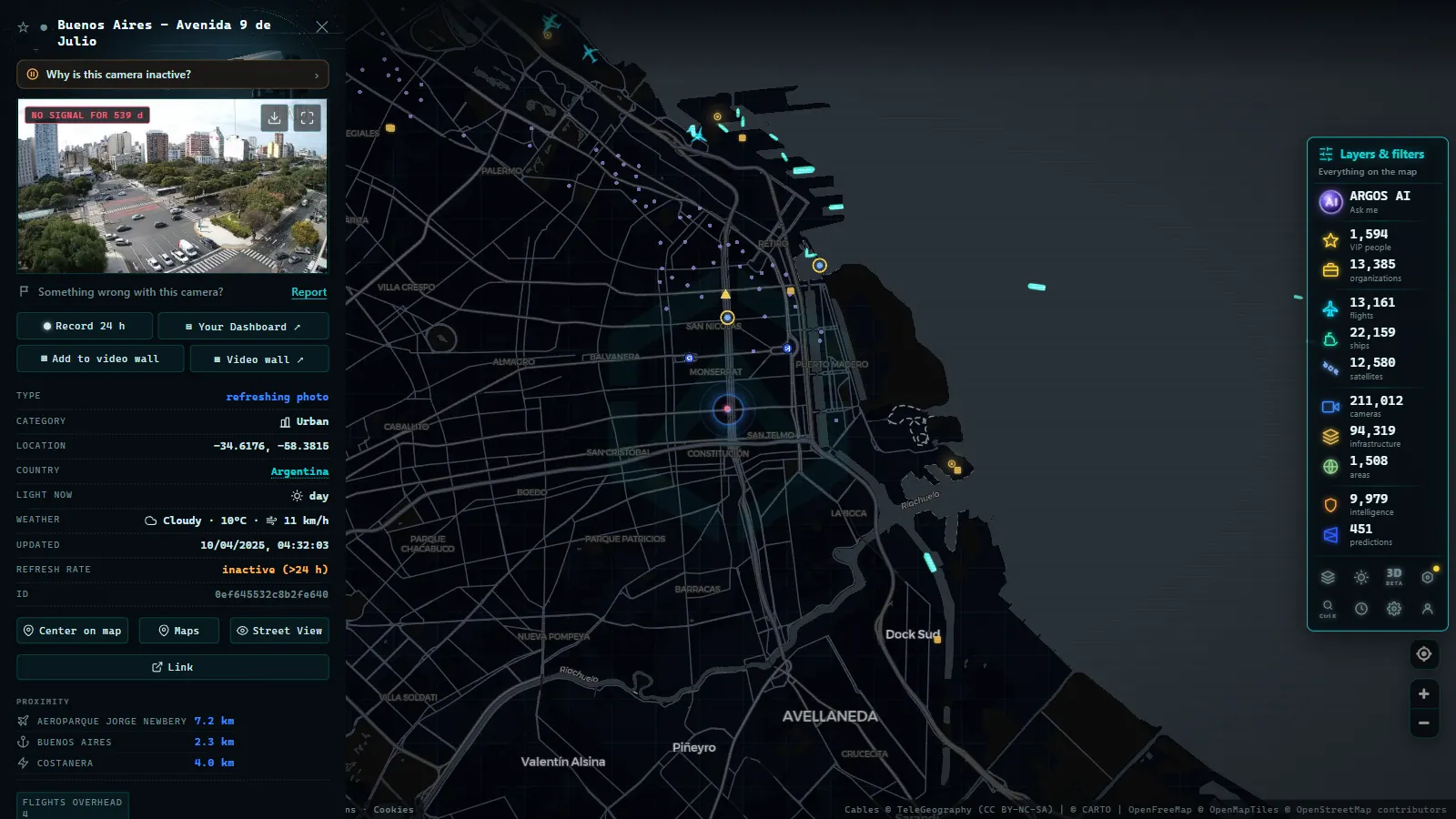 Detail card of Buenos Aires - Avenida 9 de Julio (Urban) on the ARGOS ATLAS map
