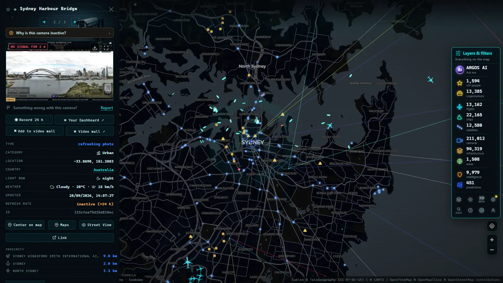 Detail card of Sydney Harbour Bridge (Urban) on the ARGOS ATLAS map