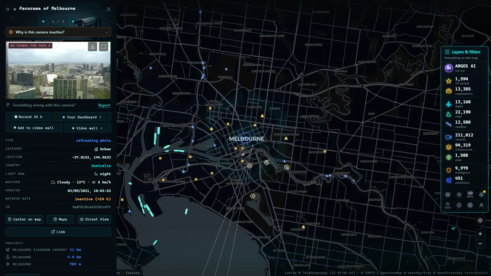 Detail card of Panorama of Melbourne (Urban) on the ARGOS ATLAS map