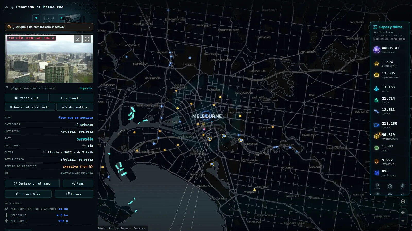 Ficha de Panorama of Melbourne (Urbana) en el mapa de ARGOS ATLAS