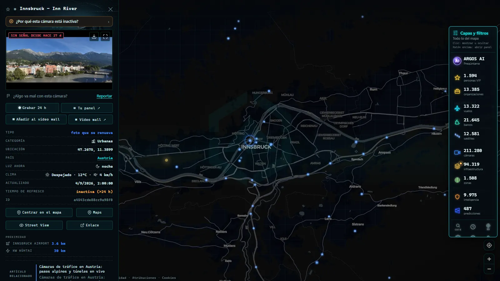 Ficha de Innsbruck - Inn River (Urbana) en el mapa de ARGOS ATLAS
