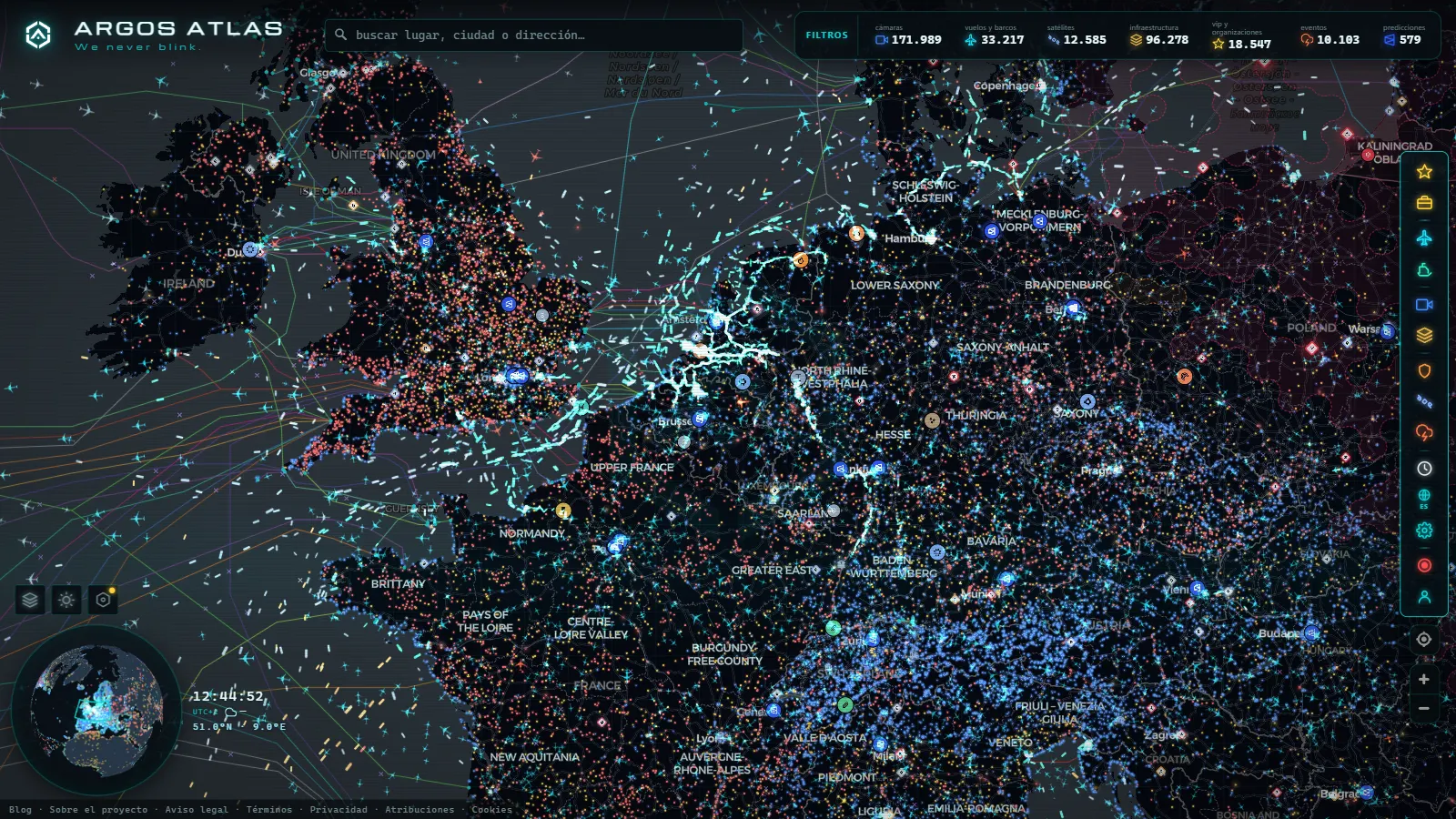 El mapa en vivo de ARGOS ATLAS sobre Alemania