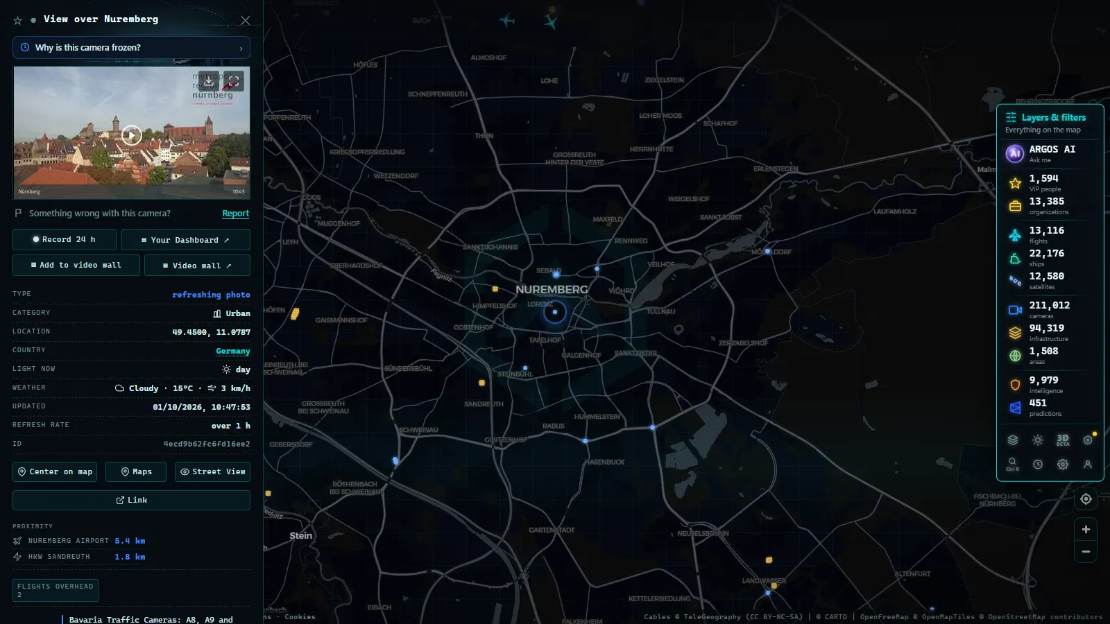 Detail card of View over Nuremberg (Urban) on the ARGOS ATLAS map