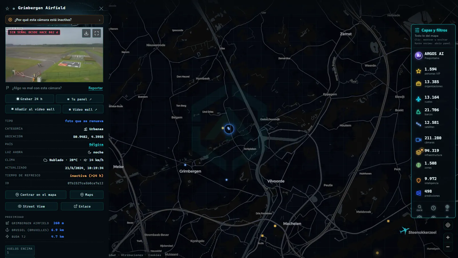 Ficha de Grimbergen Airfield (Urbana) en el mapa de ARGOS ATLAS