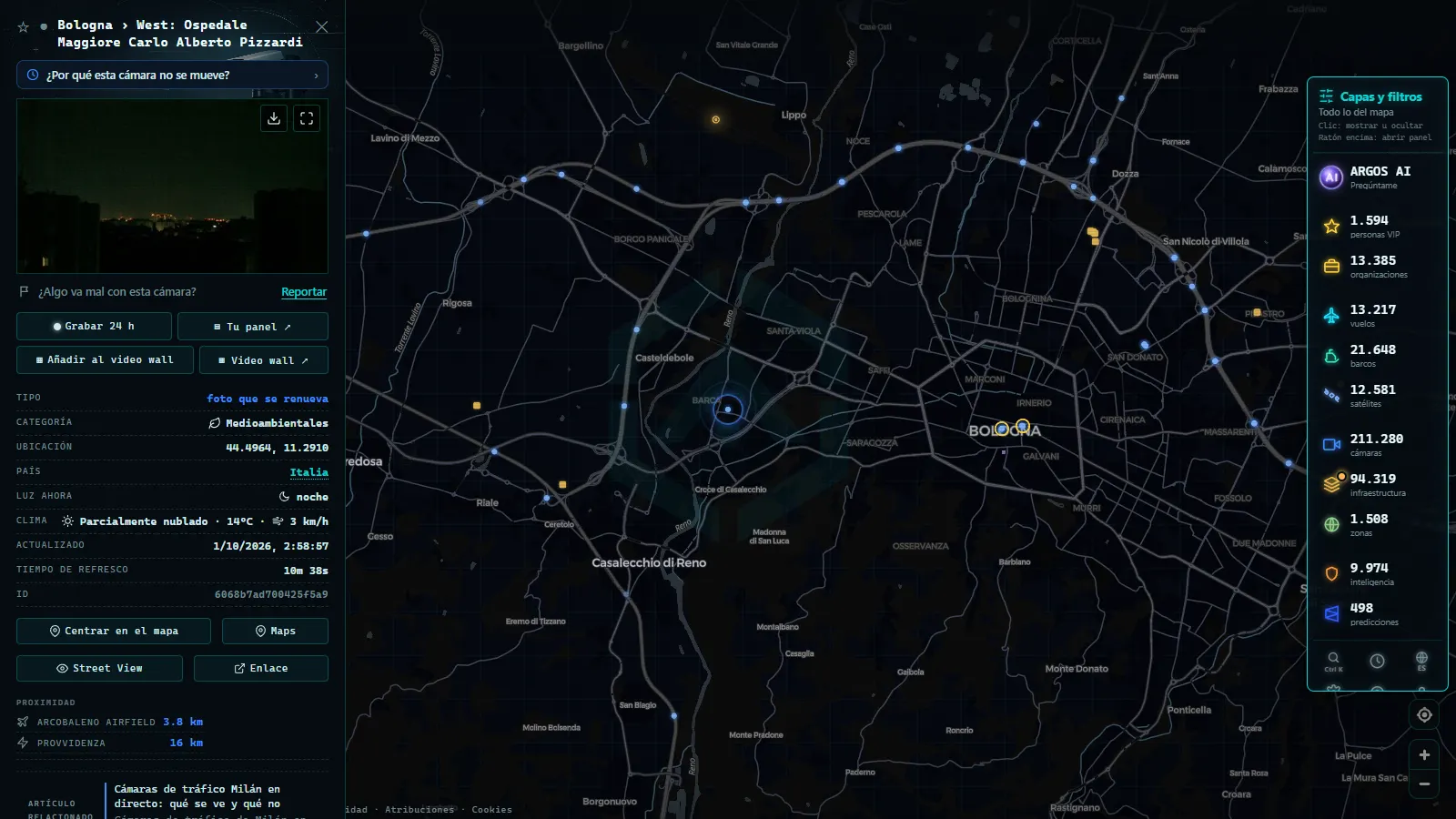 Ficha de Bologna › West: Ospedale Maggiore Carlo Alberto Pizzardi (Medioambiental) en el mapa de ARGOS ATLAS