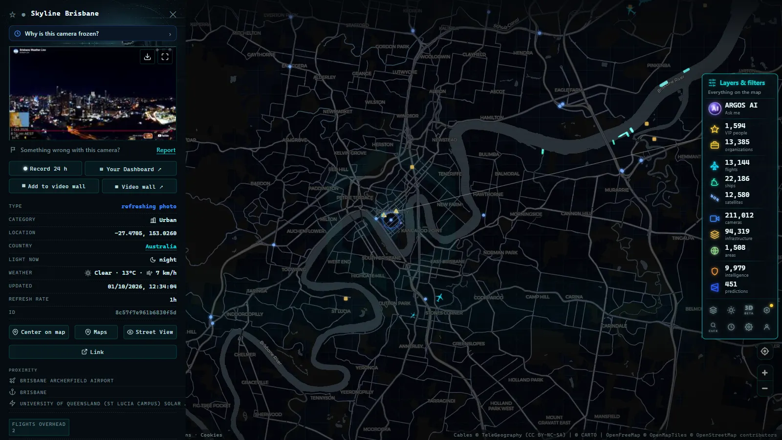 Detail card of Skyline Brisbane (Urban) on the ARGOS ATLAS map