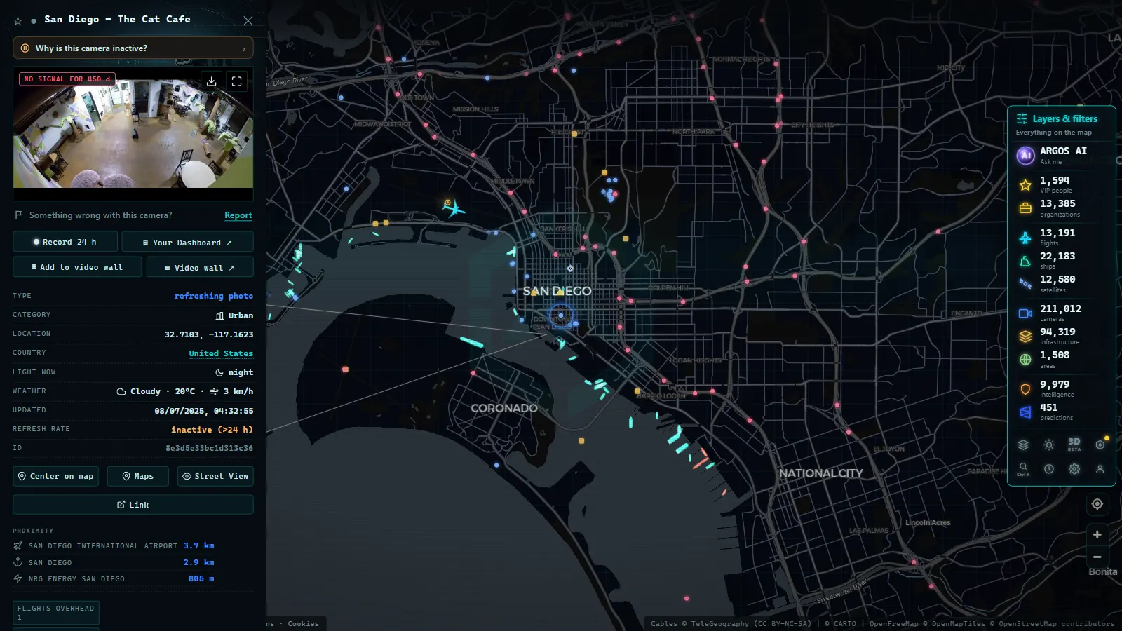 Detail card of San Diego - The Cat Cafe (Urban) on the ARGOS ATLAS map