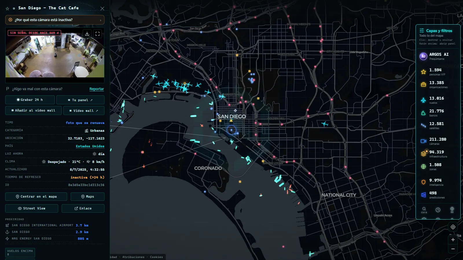 Ficha de San Diego - The Cat Cafe (Urbana) en el mapa de ARGOS ATLAS