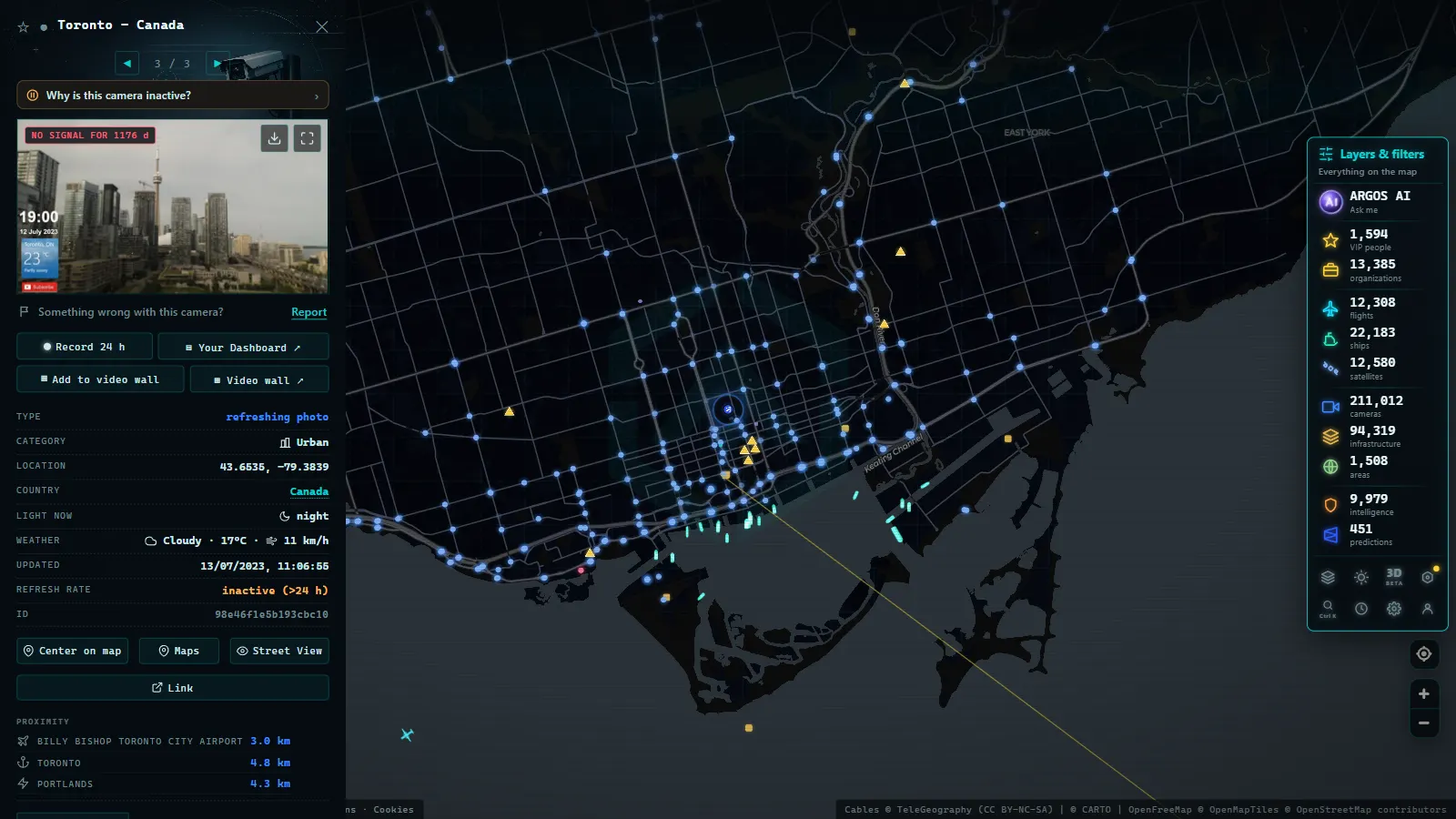 Detail card of Toronto - Canada (Urban) on the ARGOS ATLAS map
