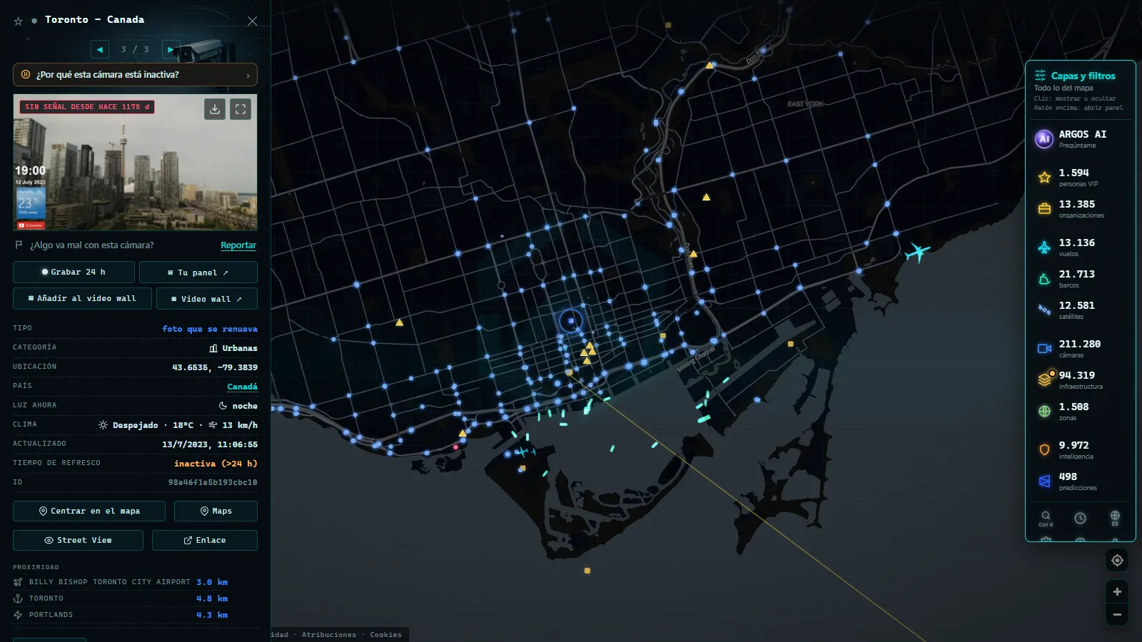 Ficha de Toronto - Canada (Urbana) en el mapa de ARGOS ATLAS