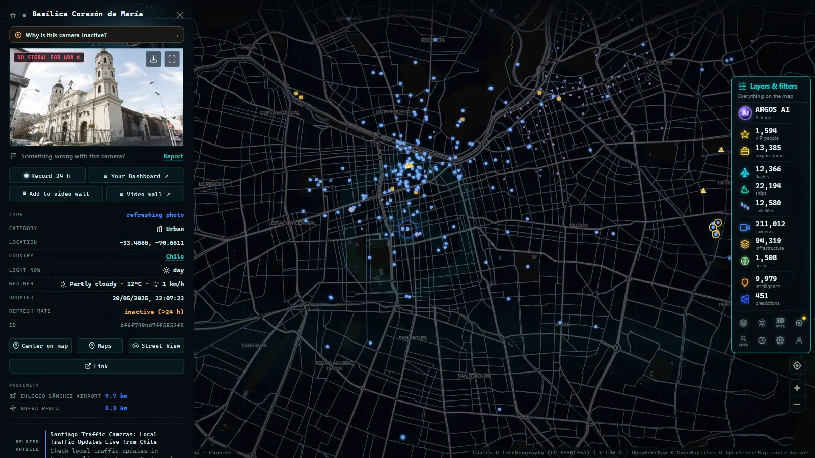 Detail card of Basílica Corazón de María (Urban) on the ARGOS ATLAS map