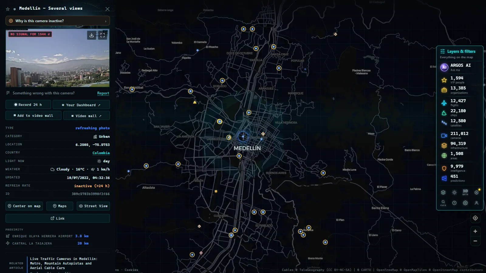 Detail card of Medellín - Several views (Urban) on the ARGOS ATLAS map