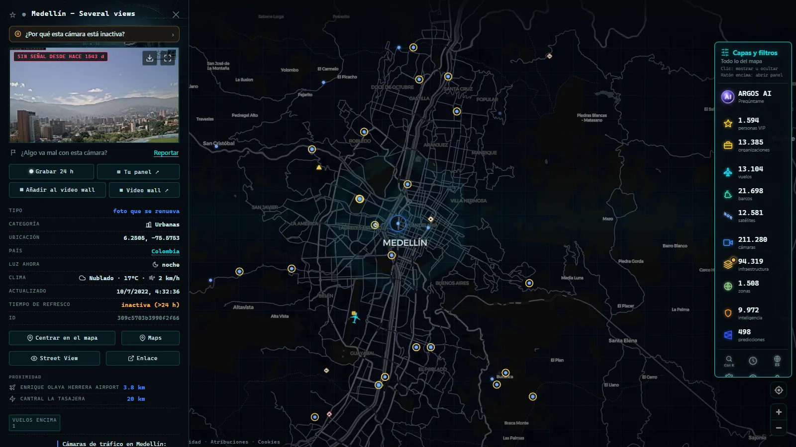 Ficha de Medellín - Several views (Urbana) en el mapa de ARGOS ATLAS