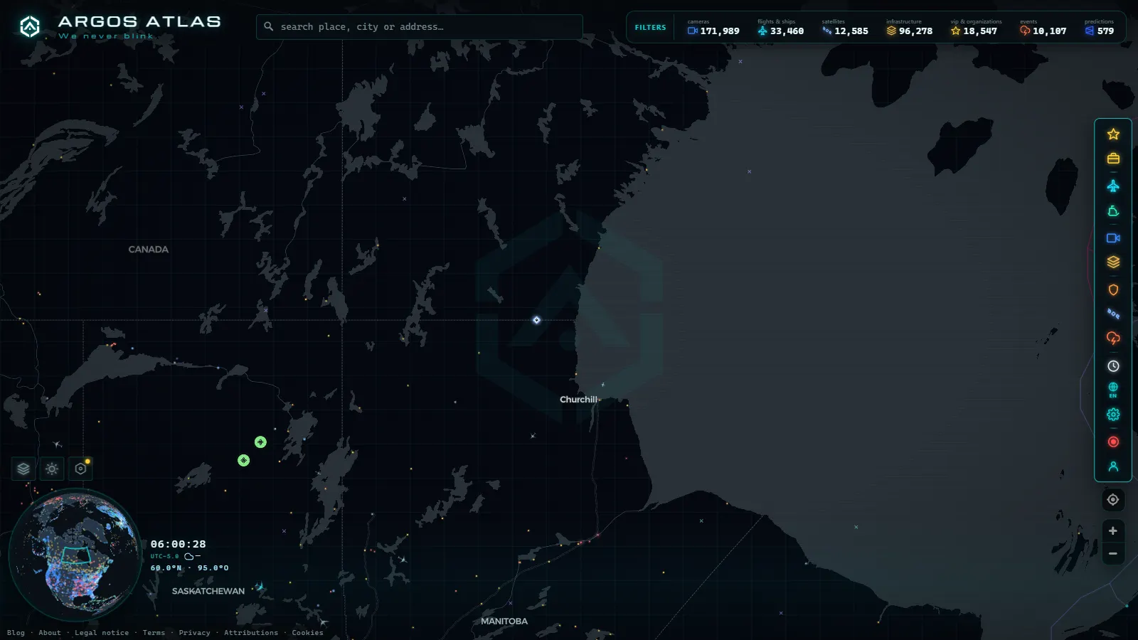 The ARGOS ATLAS live map over Canada