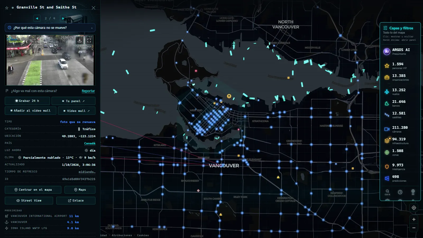 Ficha de Granville St and Smithe St (Tráfico) en el mapa de ARGOS ATLAS