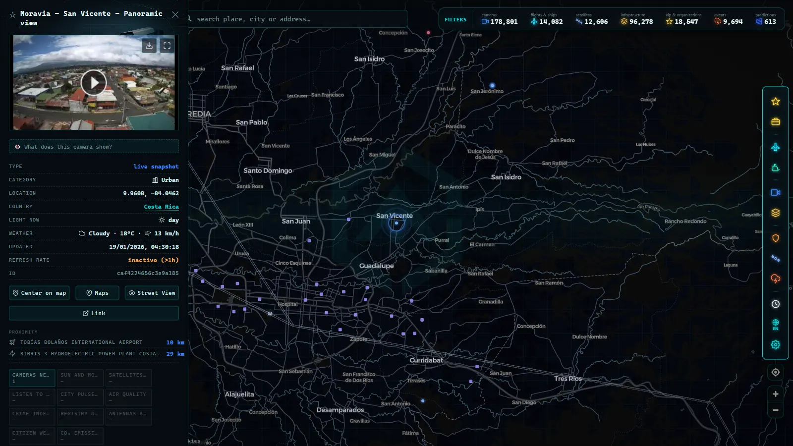 Detail card of Moravia - San Vicente - Panoramic view (Urban) on the ARGOS ATLAS map