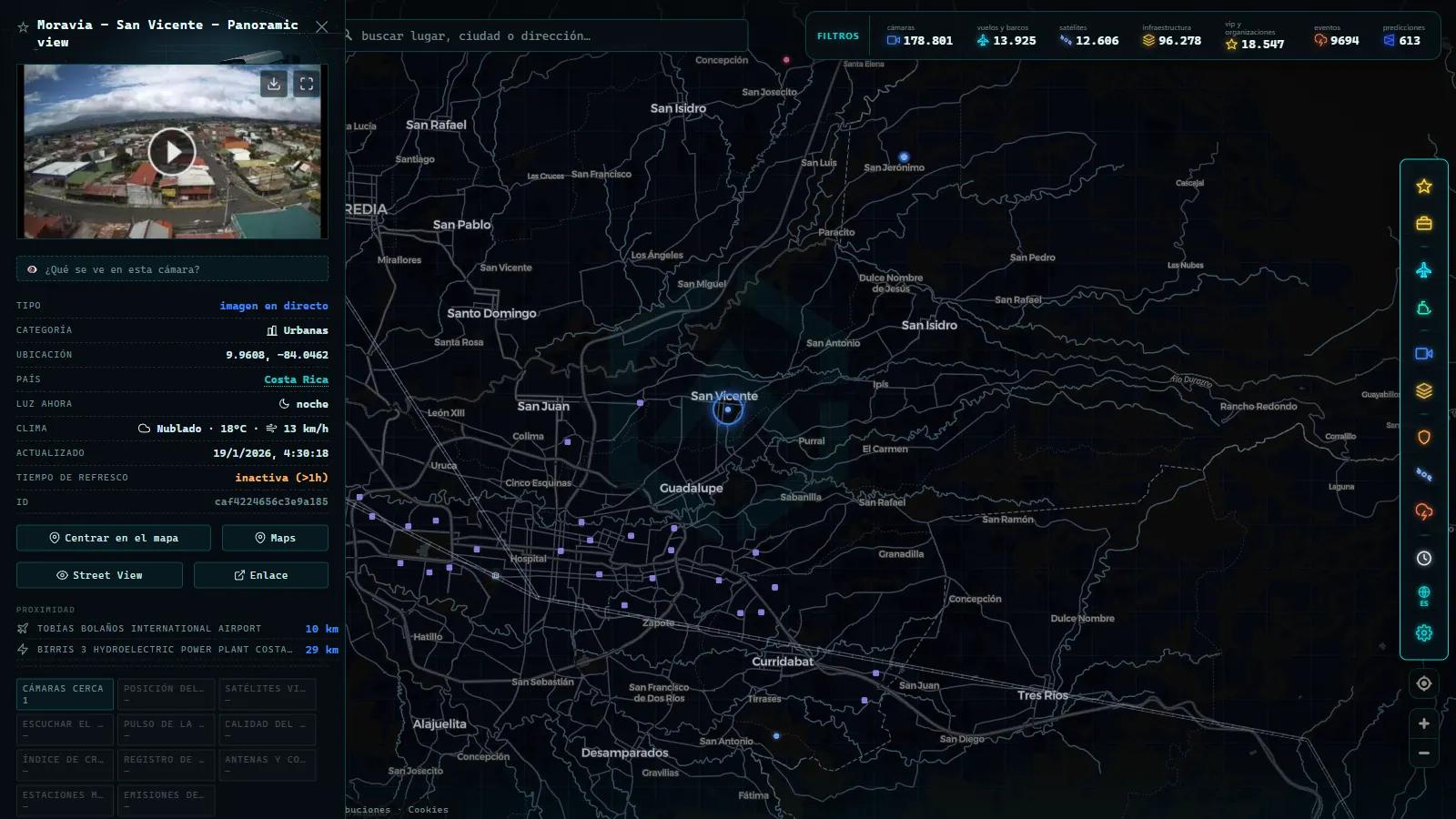 Ficha de Moravia - San Vicente - Panoramic view (Urbana) en el mapa de ARGOS ATLAS