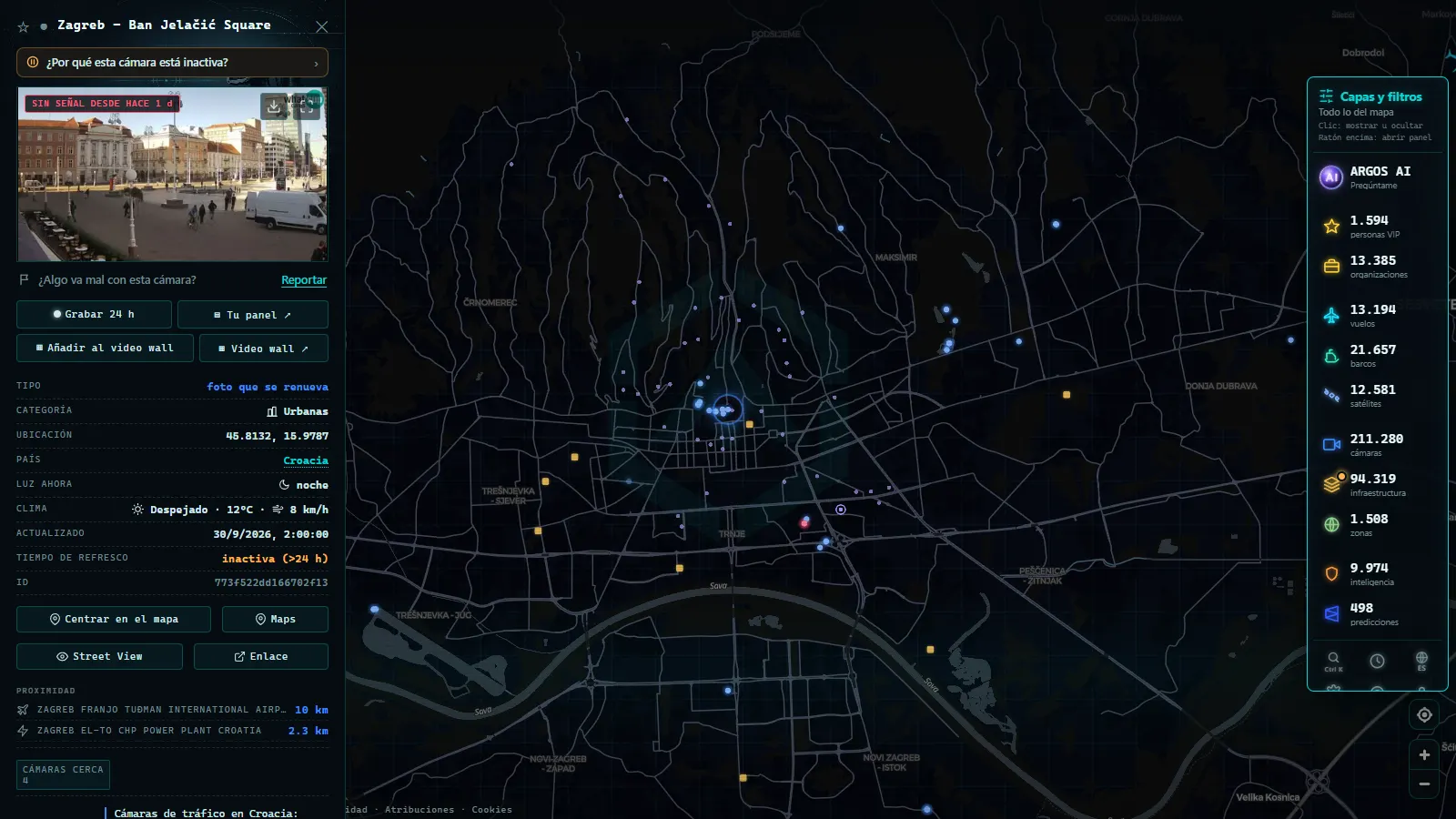 Ficha de Zagreb - Ban Jelačić Square (Urbana) en el mapa de ARGOS ATLAS