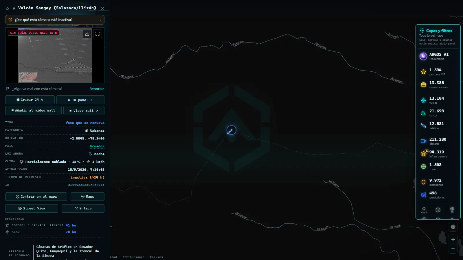 Ficha de Volcán Sangay (Salasaca/Llizán) (Urbana) en el mapa de ARGOS ATLAS