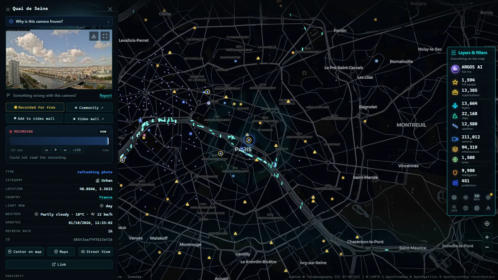 Detail card of Quai de Seine (Urban) on the ARGOS ATLAS map