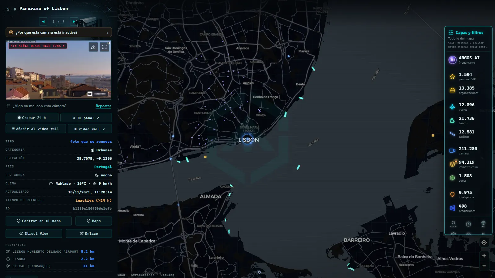 Ficha de Panorama of Lisbon (Urbana) en el mapa de ARGOS ATLAS