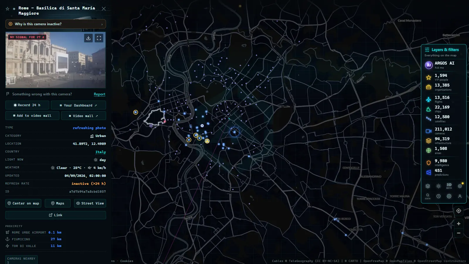 Detail card of Rome - Basilica di Santa Maria Maggiore (Urban) on the ARGOS ATLAS map
