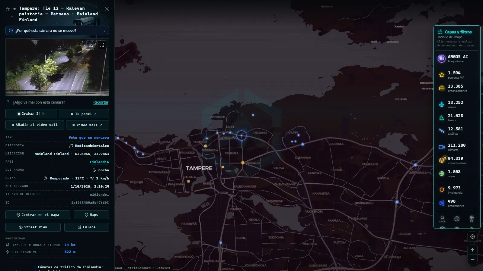 Ficha de Tampere: Tie 12 - Kalevan puistotie - Petsamo (Medioambiental) en el mapa de ARGOS ATLAS