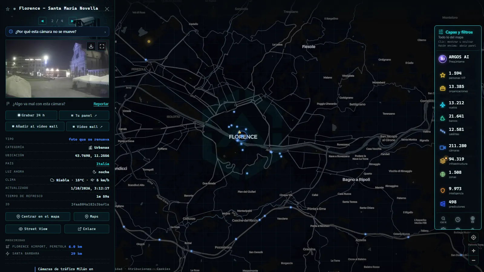 Ficha de Florence - Santa Maria Novella (Urbana) en el mapa de ARGOS ATLAS