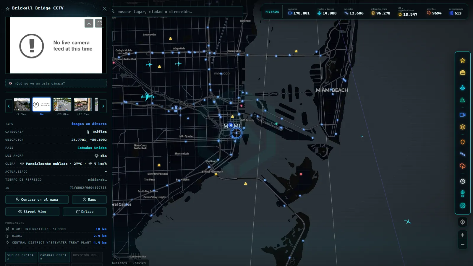Ficha de Brickell Bridge CCTV (Tráfico) en el mapa de ARGOS ATLAS